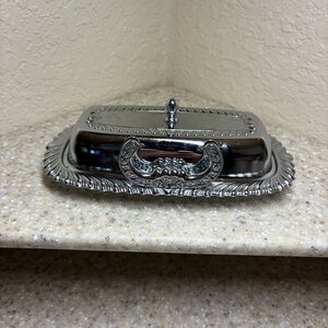 Vintage 1970’s Chrome Plated Irvinware Butter Dish with built in knife holder